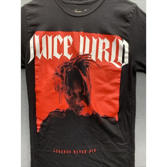 Juice Wrld Graphic Tee T-Shirt Mens Legends Never Die Black Crew Neck Small - Picture 2 of 9